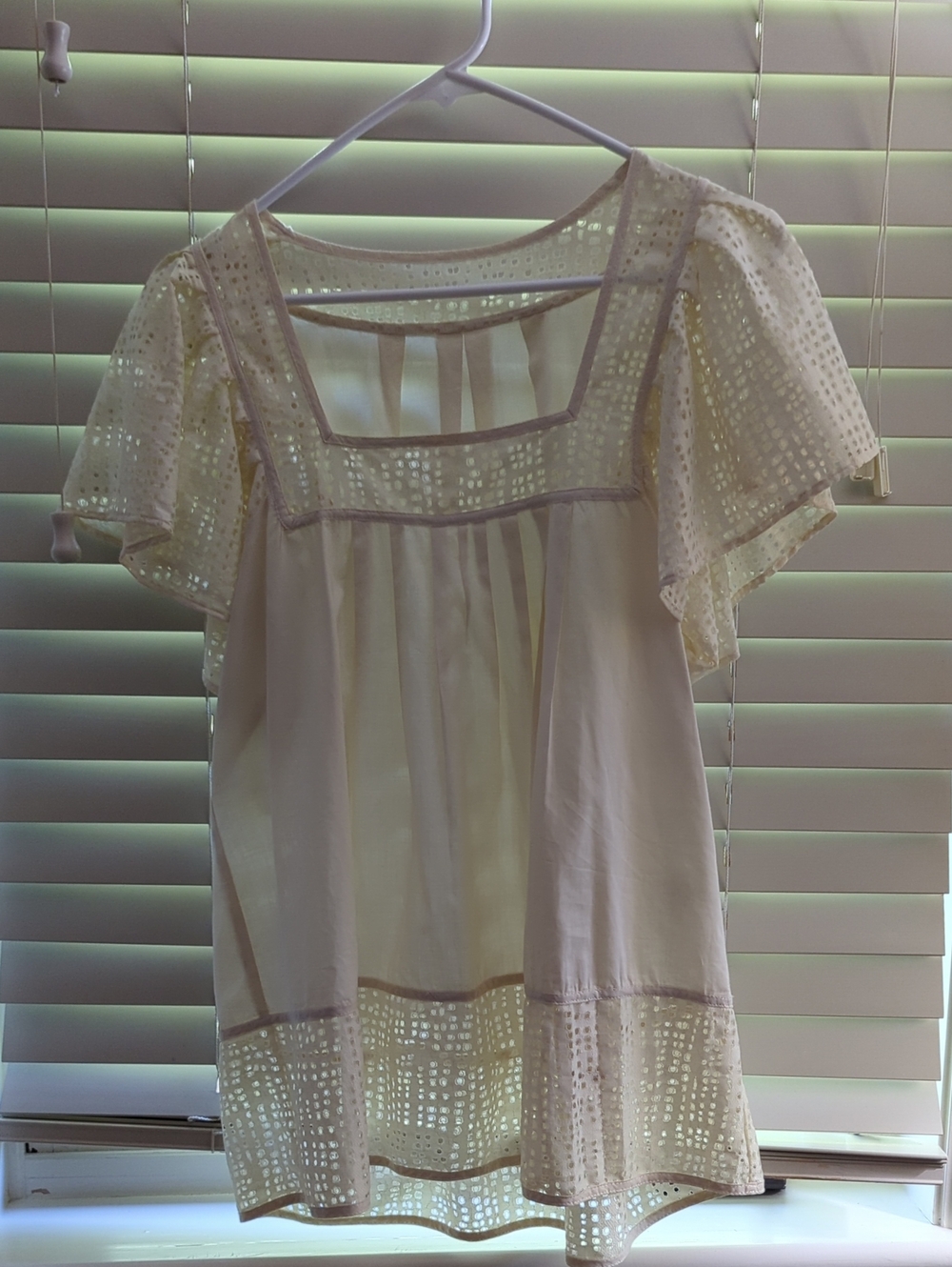Lauren Moffatt Square-Neck Eyelet Blouse